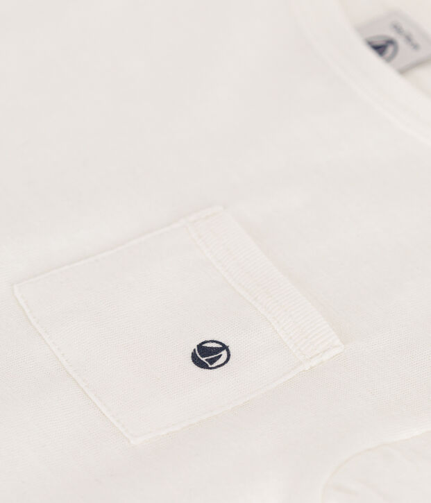 T-shirt beb&egrave; a maniche corte in jersey fiammato bianco