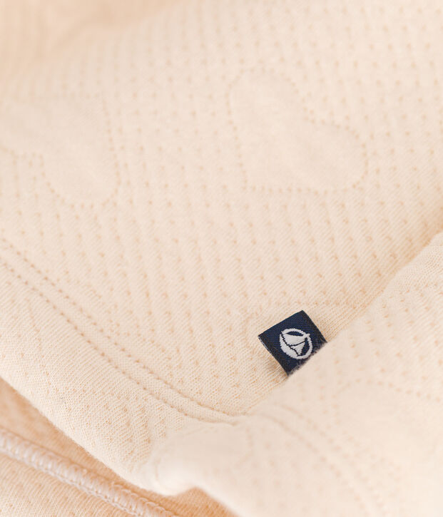 Abito a maniche lunghe bimateriale bambina ecru