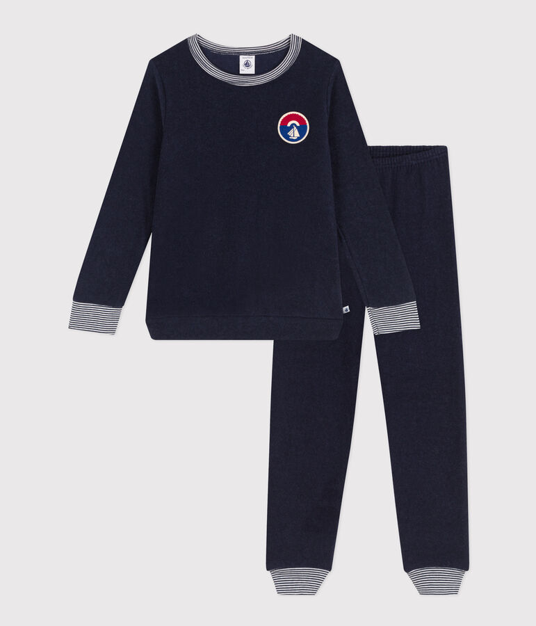 Pigiama in spugna bouclette per bambino unisex blu