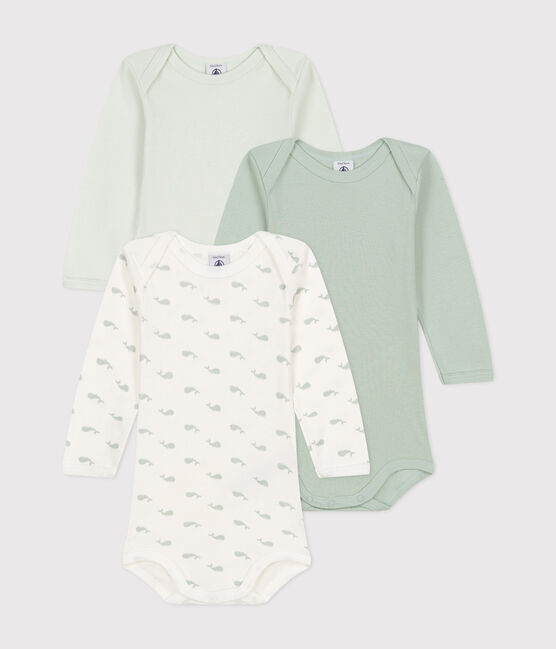 Confezione da 3 body a maniche lunghe con stampa  balene in cotone neonato variante 1