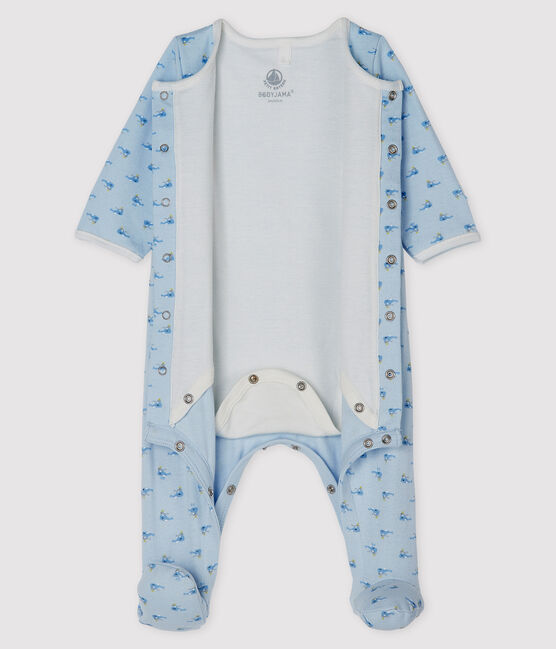 Bodyjama bebè in tubique blu FRAICHEUR/bianco MULTICO