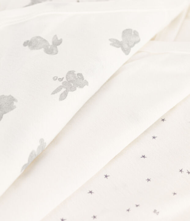 Confezione da 3 body incrociati a maniche corte conigli in cotone multicolore