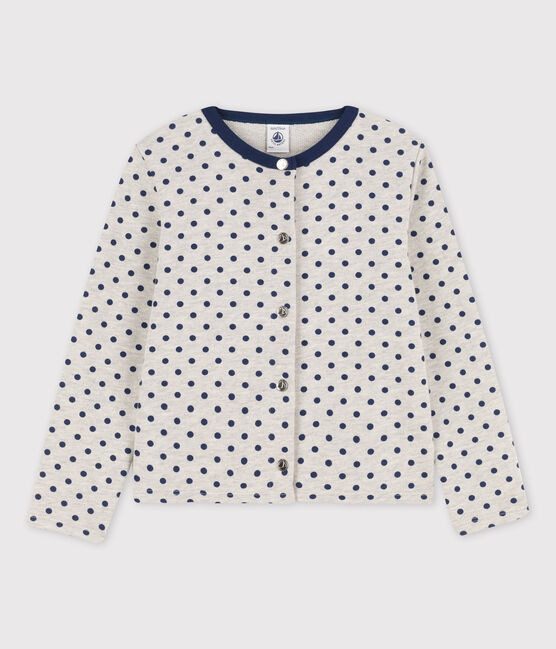 Cardigan in molleton bambina grigio BELUGA/blu MEDIEVAL