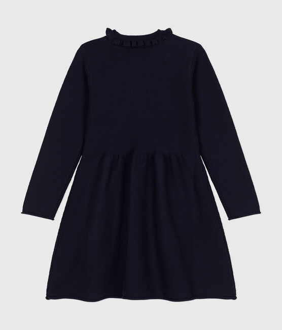 Abito a maniche lunghe in maglia bambina blu SMOKING