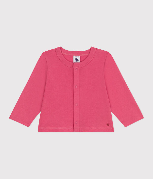 Cardigan in cotone tinta unita neonato rosa