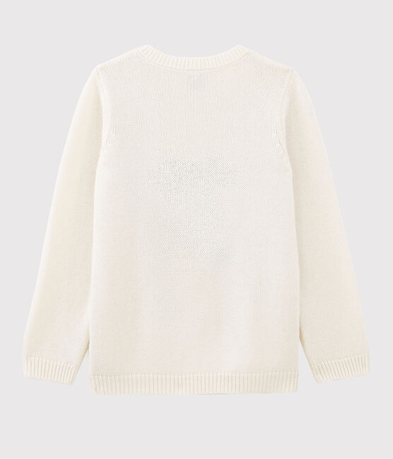 Pullover a maniche lunghe in maglia di lana e cotone bianco MARSHMALLOW/ MULTICO CN