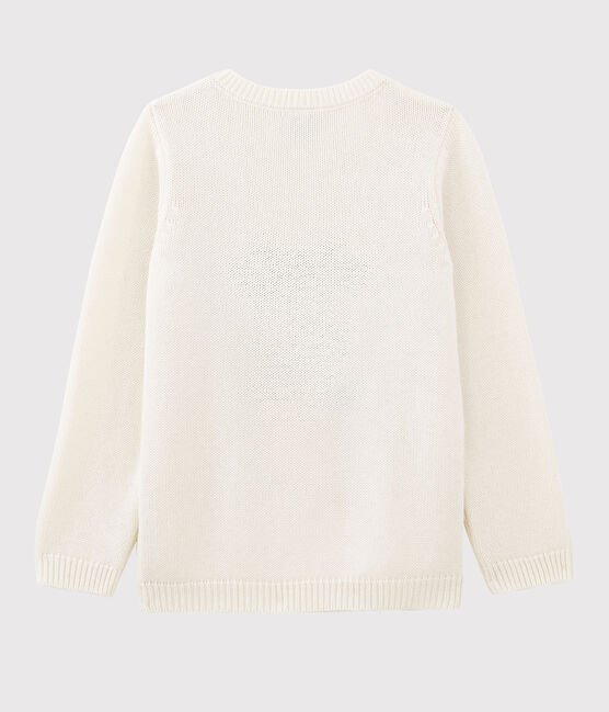 Pullover a maniche lunghe in maglia di lana e cotone bianco MARSHMALLOW/ MULTICO CN