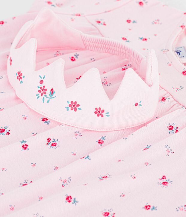 Camicia da notte travestimento con diadema bambina in cotone rosa/multicolore