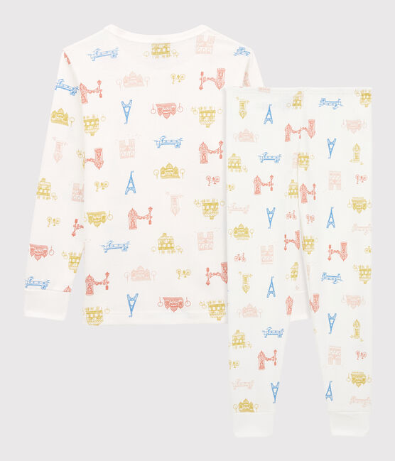 Pigiama fantasia Parigi bambino-bambina in cotone bianco MARSHMALLOW/bianco MULTICO