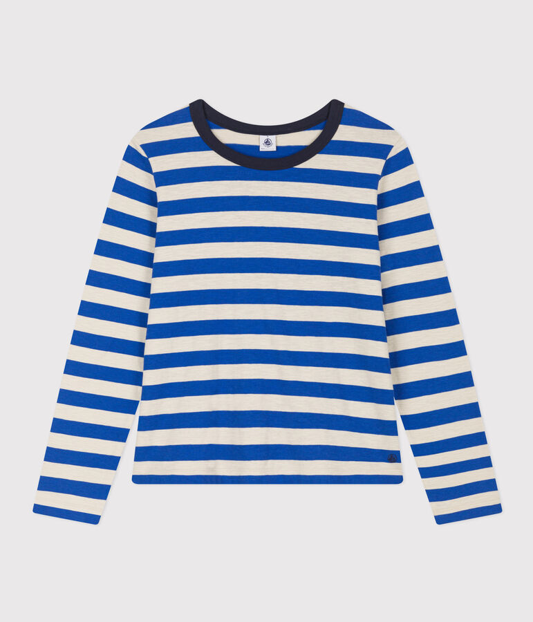 T-shirt LE DROIT girocollo in cotone Donna blu/grigio