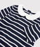 Abito manica corta in cotone bambina blu SMOKING/bianco MARSHMALLOW