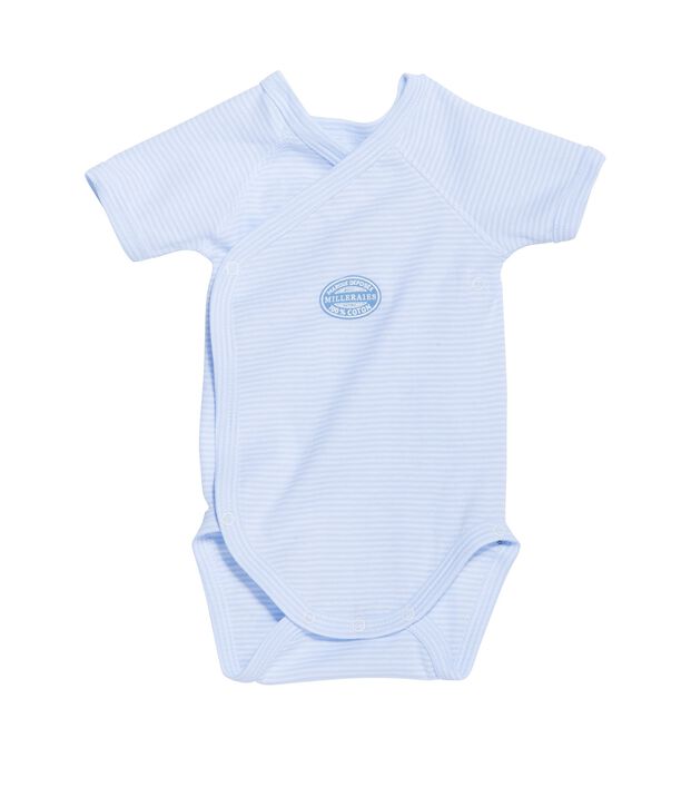 Body nascita bambino maniche corte millerighe blu/bianco