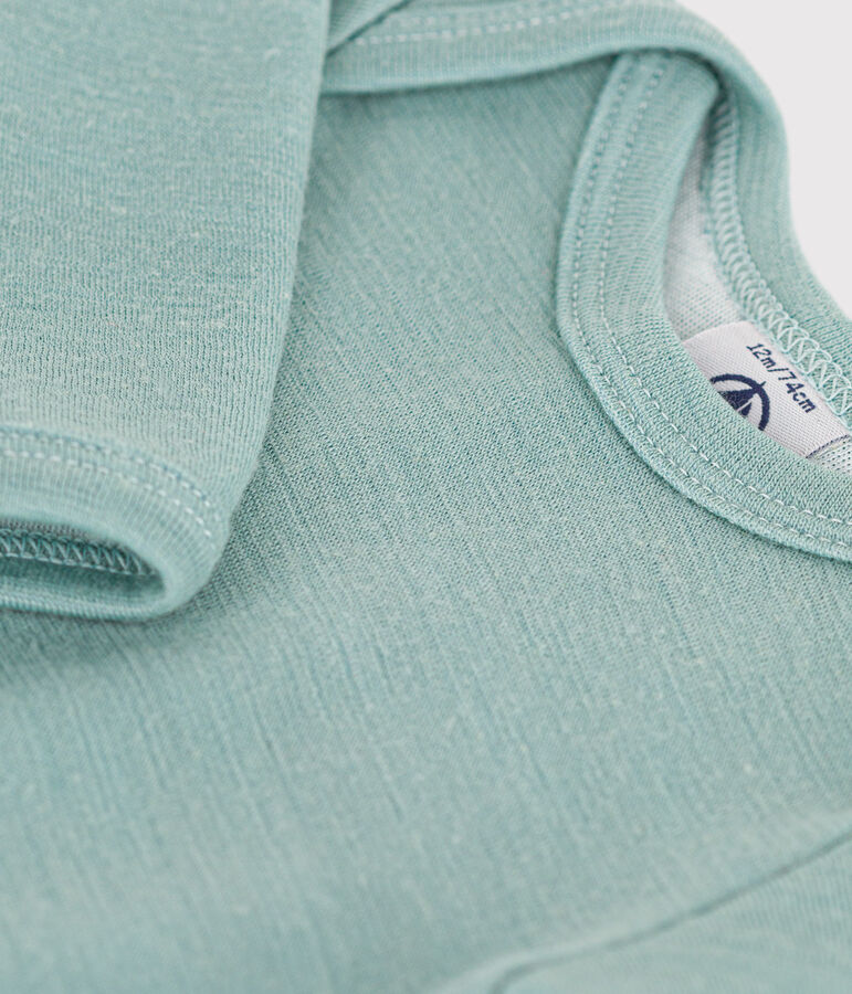 Body maniche lunghe beb&egrave; in lana e cotone verde