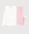 Pigiama ragazza-donna in cotone bianco MARSHMALLOW/rosa MINOIS