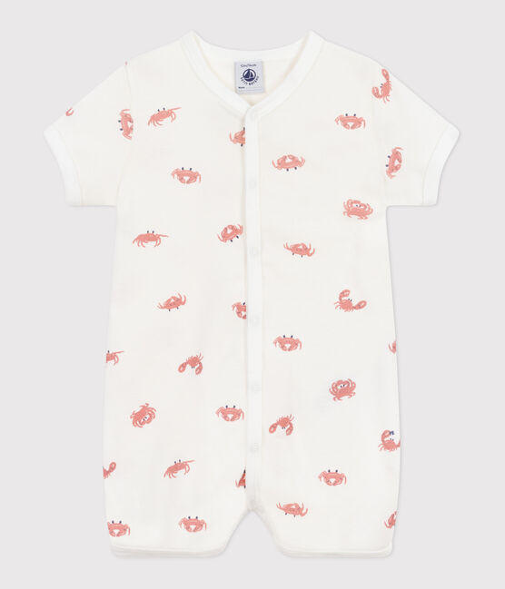Tutina corta in cotone con granchi neonato bianco MARSHMALLOW/bianco MULTICO