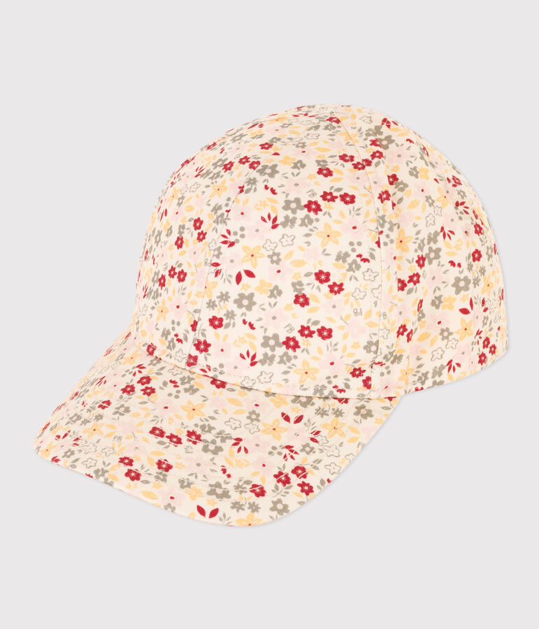 Cappellino a fiori bambina ecru/multicolore