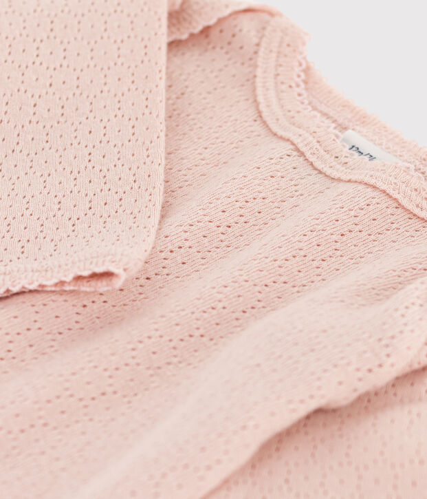Body a maniche lunghe beb&egrave; in maglia traforata rosa