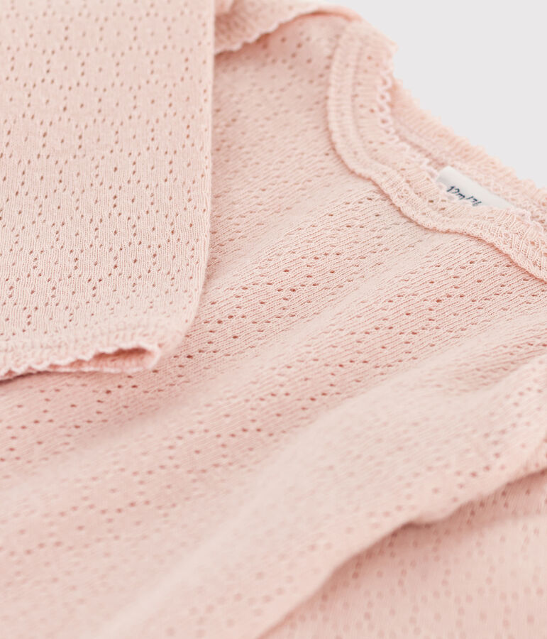 Body a maniche lunghe beb&egrave; in maglia traforata rosa