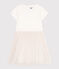 Abito a maniche corte in cotone e tulle bambina bianco MARSHMALLOW/rosa COPPER