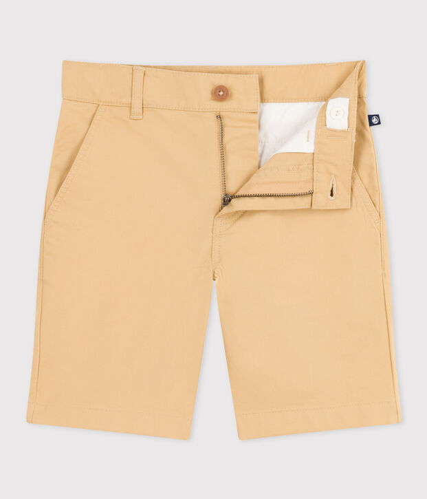 Bermuda bambino in tela di cotone a righe beige