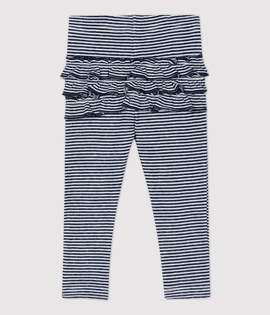 Leggins in cotone bebè. blu SMOKING/bianco MARSHMALLOW