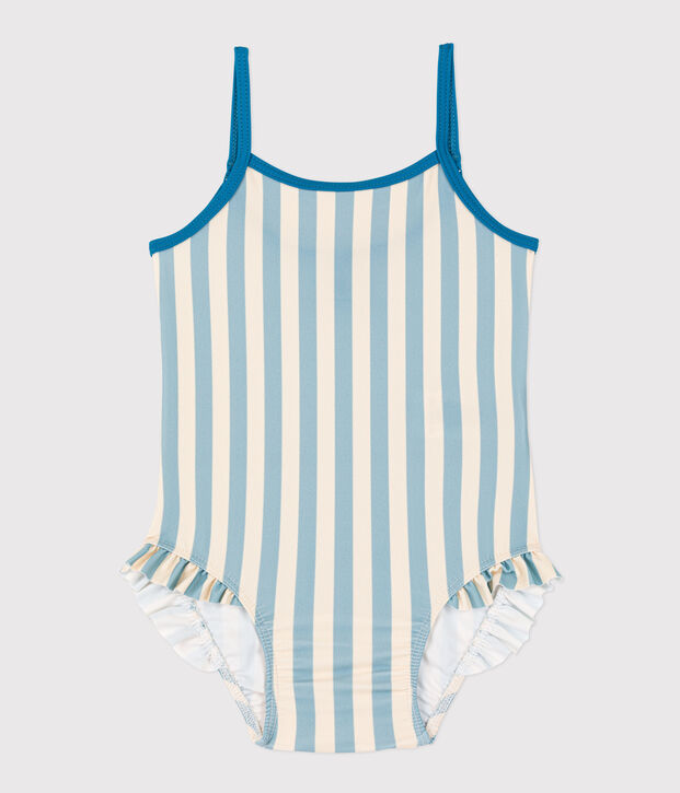 Costume da bagno intero beb&egrave; in materiale riciclato verde/ecru
