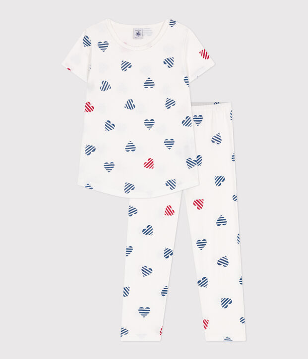 Pigiama in cotone a fiori bambino bianco/rosso/multicolore