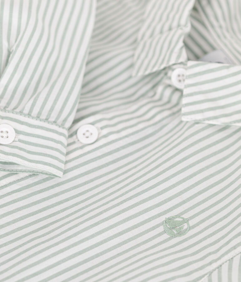 Camicia in cotone a righe neonato verde/bianco