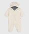 Tutina imbottita in sherpa con orecchie e fodera millerighe neonato ecru MILK