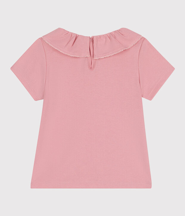 T-shirt a maniche corte in cotone tinta unita bambino rosa