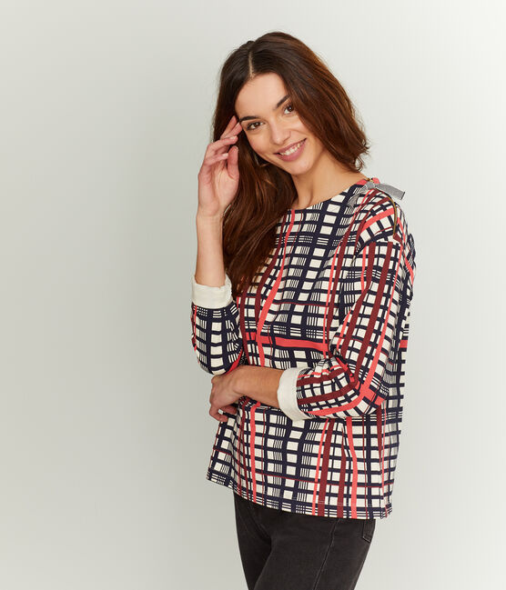 Marinière a scacchi donna beige COQUILLE/bianco MULTICO