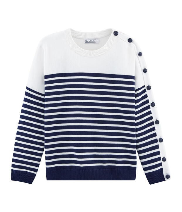 Pull donna blu/bianco
