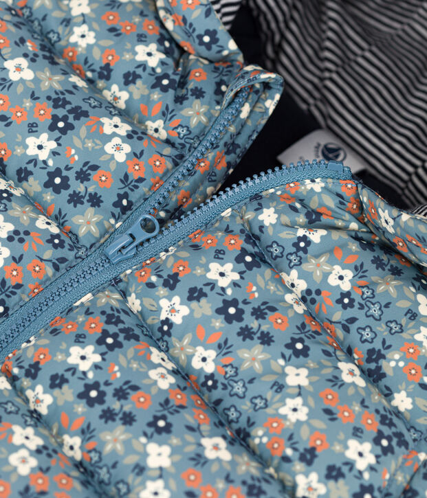 Piumino riciclato e stampato per neonato blu/multicolore