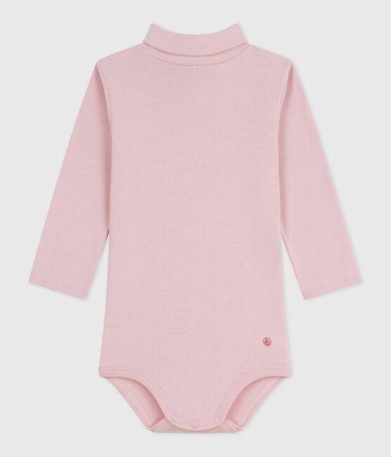 Body a dolcevita in cotone tinta unita neonato rosa JOLI