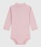 Body a dolcevita in cotone tinta unita neonato rosa JOLI