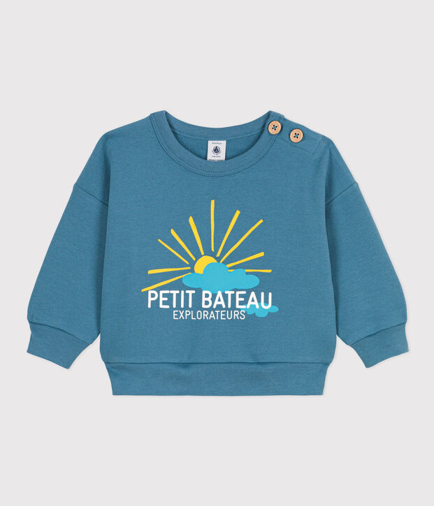 Felpa per beb&egrave; in tessuto felpato leggero blu