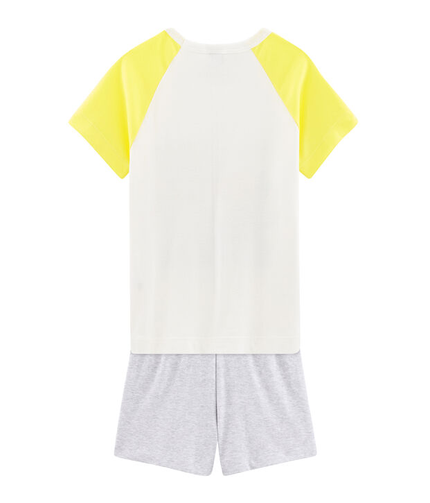 Pigiama corto bambino a costine bianco/multicolore
