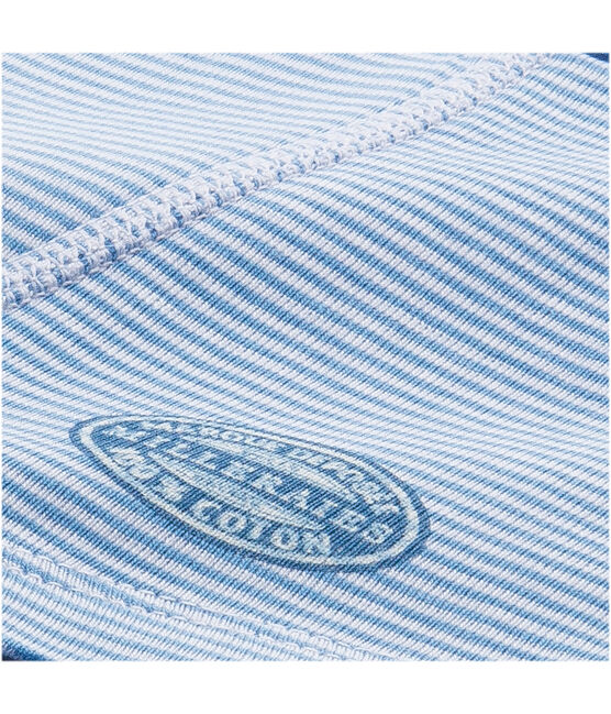 Boxer per bambino millerighe blu ALASKA/bianco ECUME