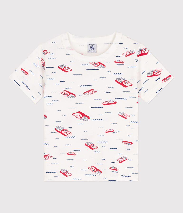 T-shirt bambino maniche corte con stampa bianco/multicolore