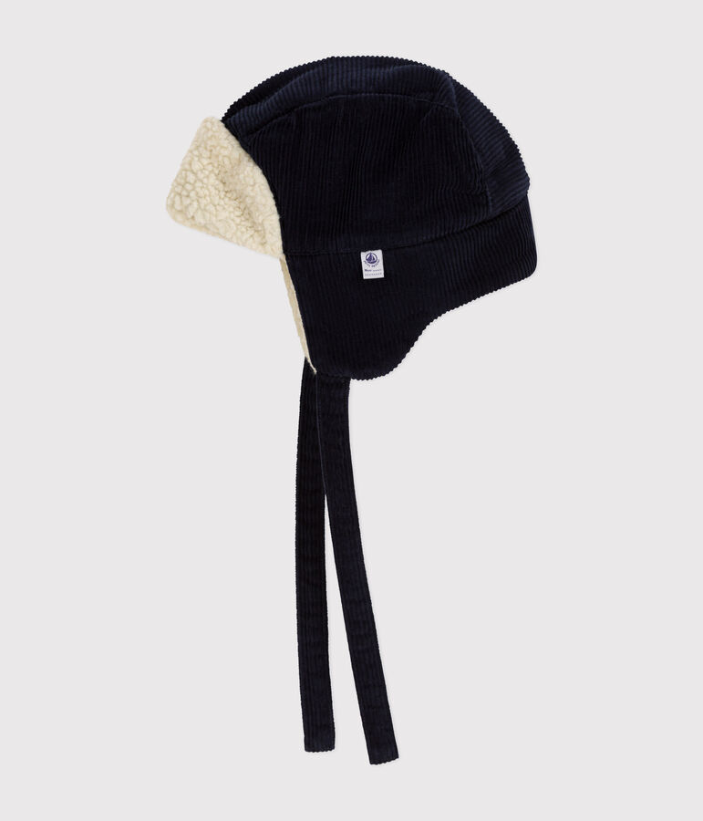 Colbacco in velluto e sherpa neonato blu SMOKING