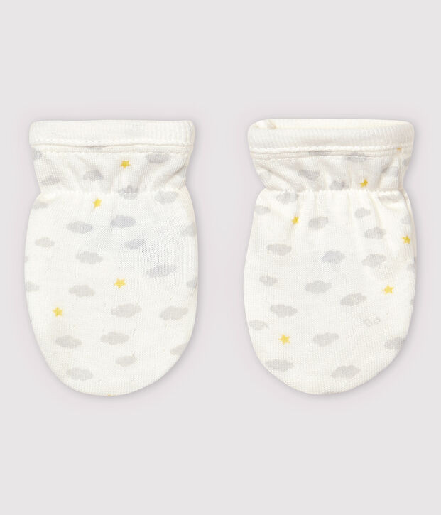 Muffole anti unghiate beb&egrave; in tubique di cotone biologico bianco/multicolore