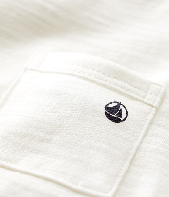 T-shirt bebè tinta unita a maniche corte in jersey bianco MARSHMALLOW