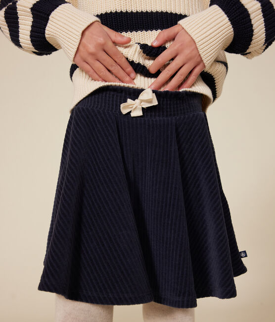 Gonna in velluto bouclé bambina blu SMOKING