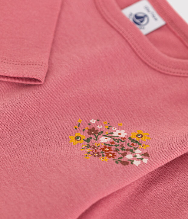 T-shirt beb&egrave; a maniche lunghe in cotone rosa