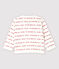 Cardigan "Petit Bateau Je t'aime" bebè in jacquard di cotone biologico bianco MARSHMALLOW/rosso TERKUIT