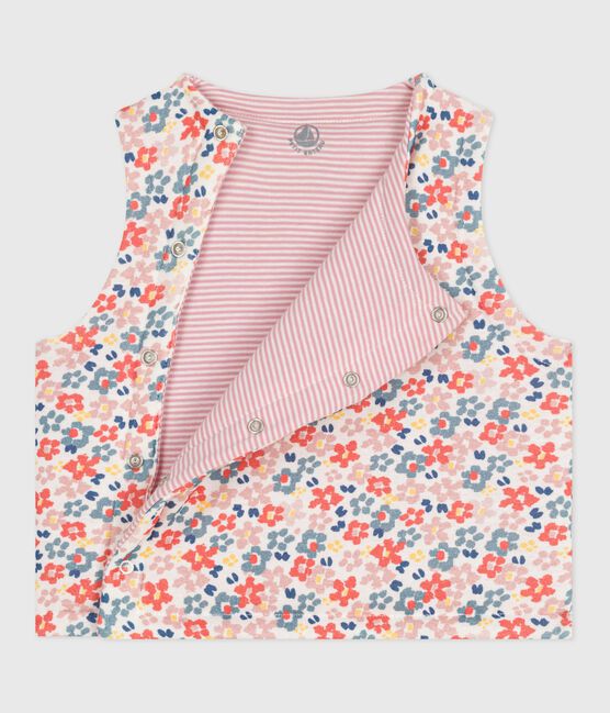 Cardigan senza maniche double face in cotone con stampa neonato bianco MARSHMALLOW/rosa JOLI