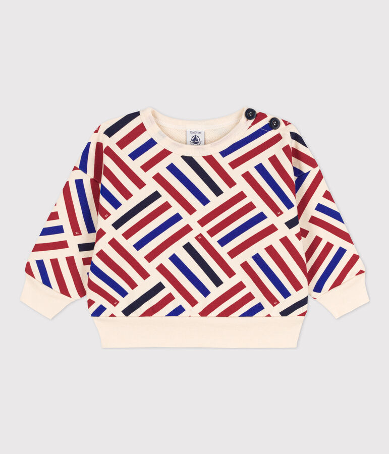 Felpa beb&egrave; con stampa grafica in tessuto felpato bianco AVALANCHE/ MULTICO