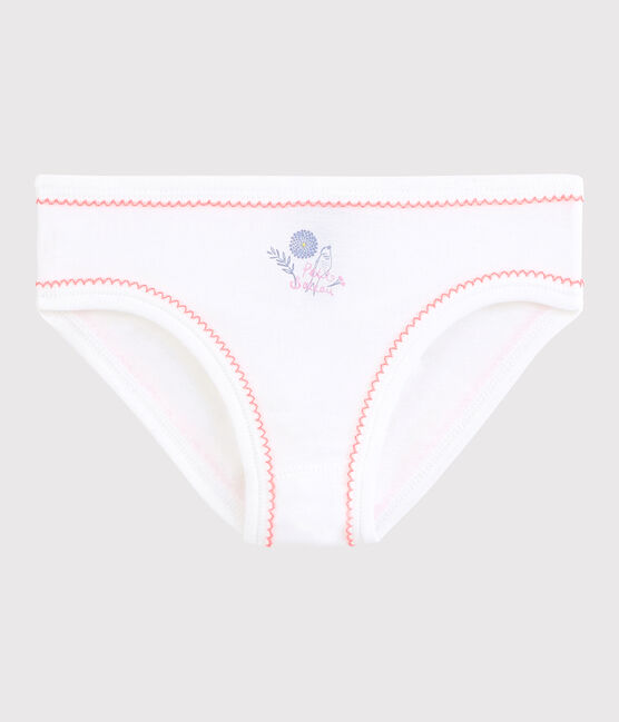 La mutandina in cotone per bambina bianco ECUME/rosa ROSE