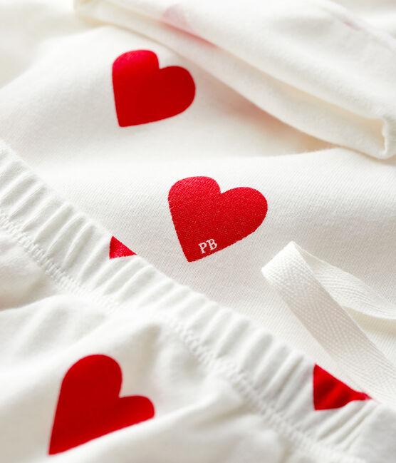 Completo regalo bebè in cotone biologico a cuori rossi bianco MARSHMALLOW/rosso TERKUIT