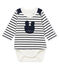 Body t-shirt a righe bebè maschietto bianco MARSHMALLOW/blu SMOKING